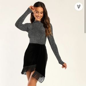 Blessed with Style Black Velvet Fringe Mini Skirt